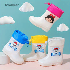 Swalker Girl's Animal Pattern Rain Boots Non Slip Waterproof Shoes