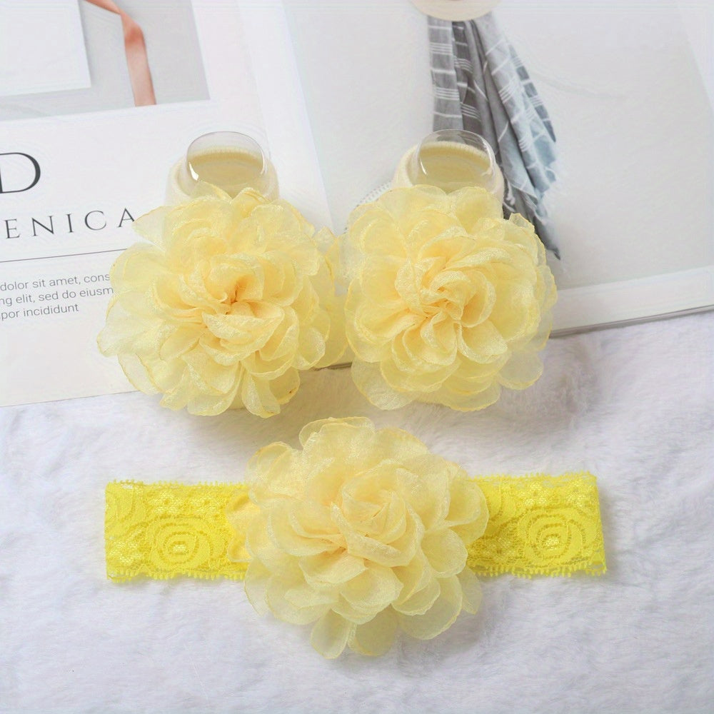 Baby Girls Headband & Socks Set Floor Socks And Hair Accessories