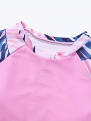 Tropical Plants 2pc Long Sleeve Swimsuit Set for Girls