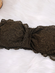 Sexy Tube Bra Women's Plus Ruched Floral Lace Strapless