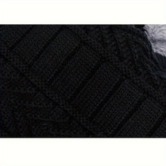Winter Warm Hat & Neck Scarf Set Thick Knitted Beanie Velvet Lined Hats
