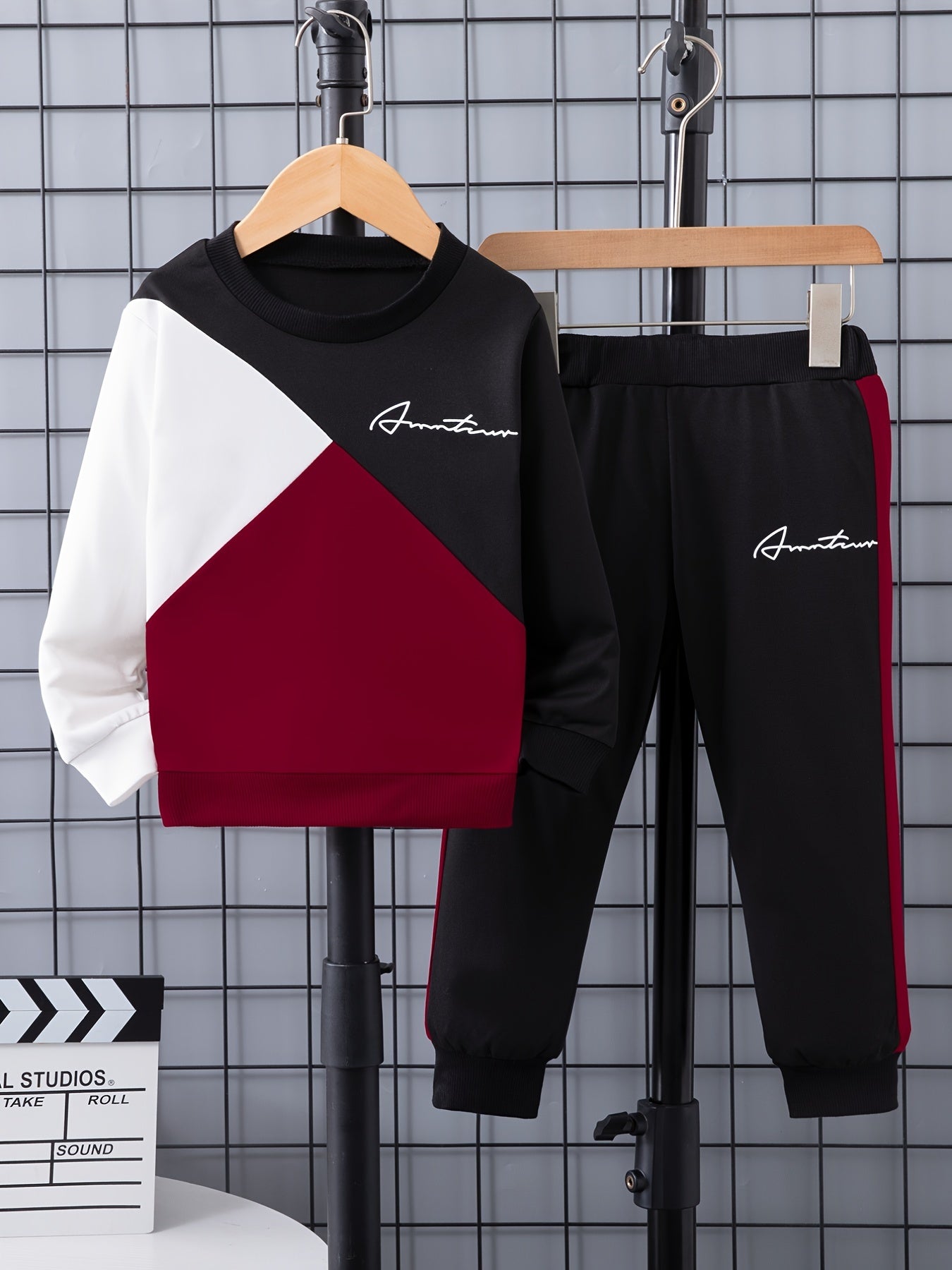 Boy's Letter Print 2pcs Sweatshirt & Sweatpants Set for Spring Fall