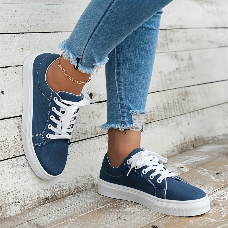 Women's Canvas Shoes Casual Lace Up Outdoor Sneakers Lightweight
