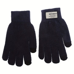 Men's Knitted Gloves Velvet Thickened Warm Touch Screen Cycling Gloves