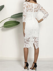 Floral Embroidered Half Sleeve Plus Size Bridesmaid Dress