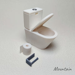 1:12 Scale Mini Toilet Set with Tissue Holder for Dollhouse Bathroom Decor