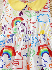 Toddler Kid Girls' Weather Pattern Doll Collar Sleeveless Dress