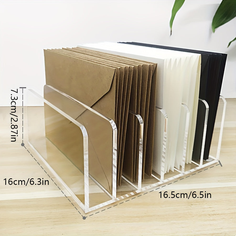 Acrylic Desktop File Organizer 5 Grid Office Home School Desk Organization