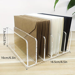 Acrylic Desktop File Organizer 5 Grid Office Home School Desk Organization