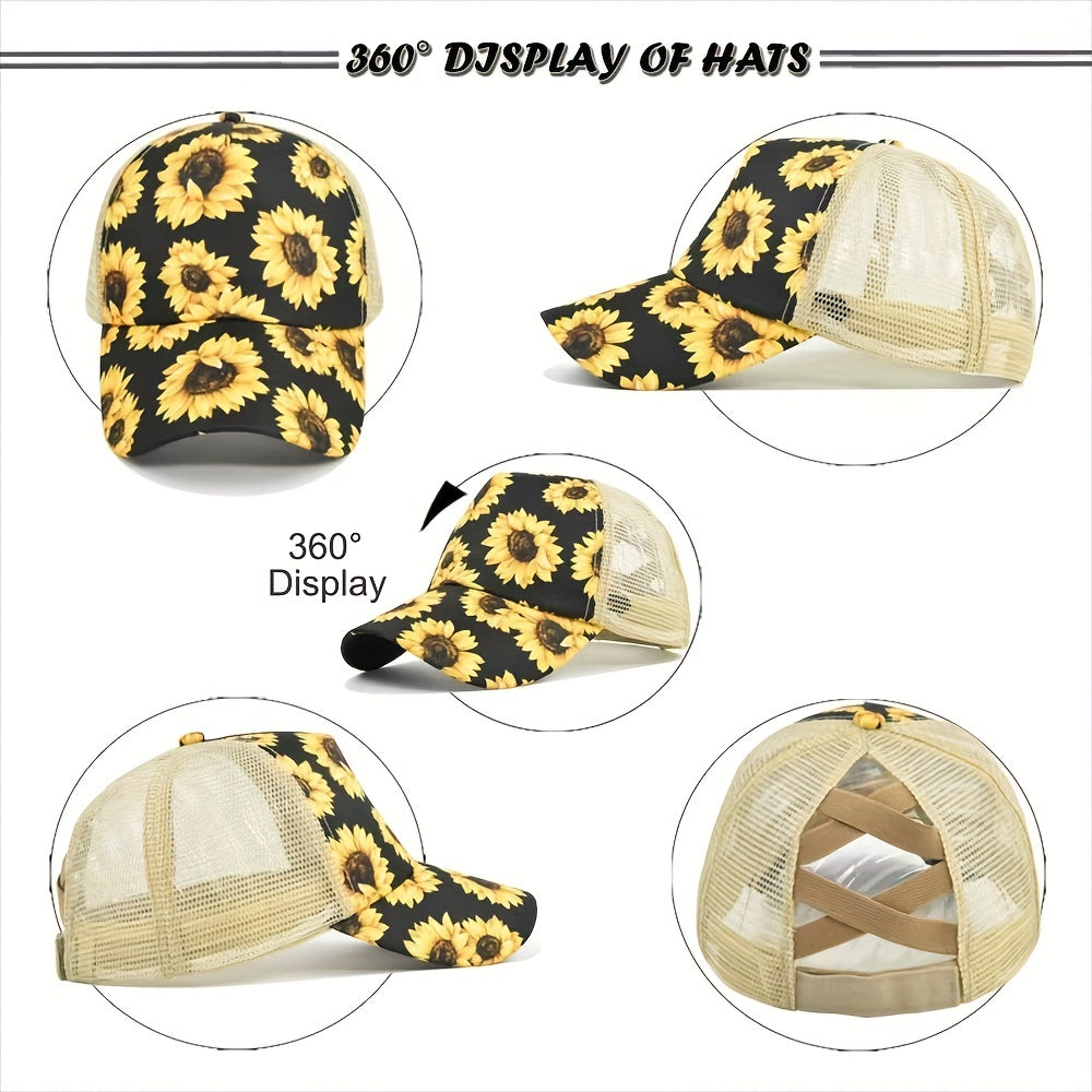 Unisex Sunflower Embroidered Baseball Cap for Outdoor Sport