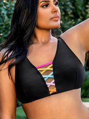 Colorblock Criss Cross Fitness Bra