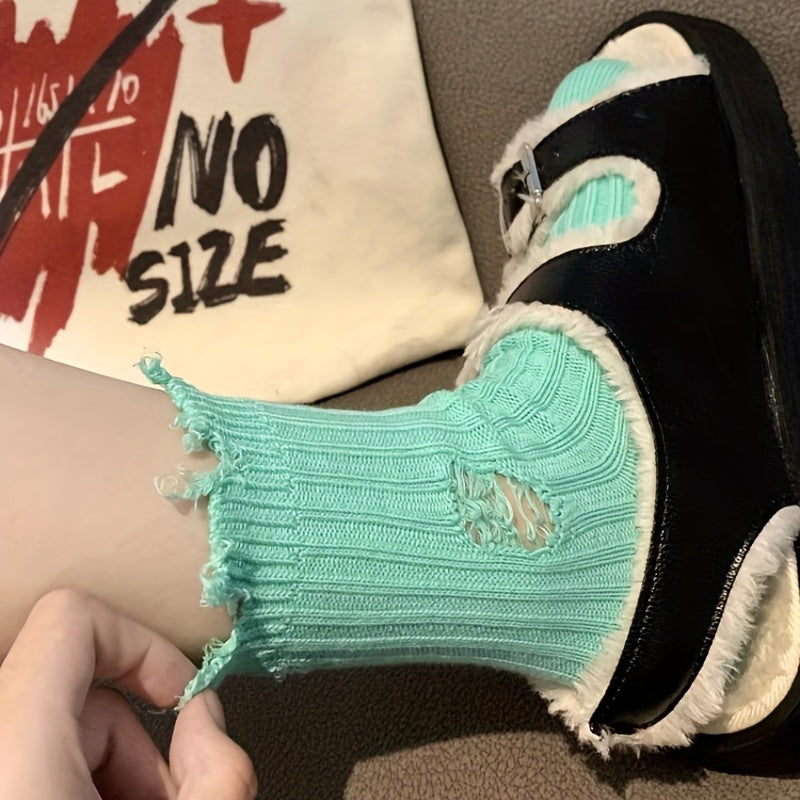 5 Pairs Ripped Street Socks Hollow Out Breathable Women's Stockings