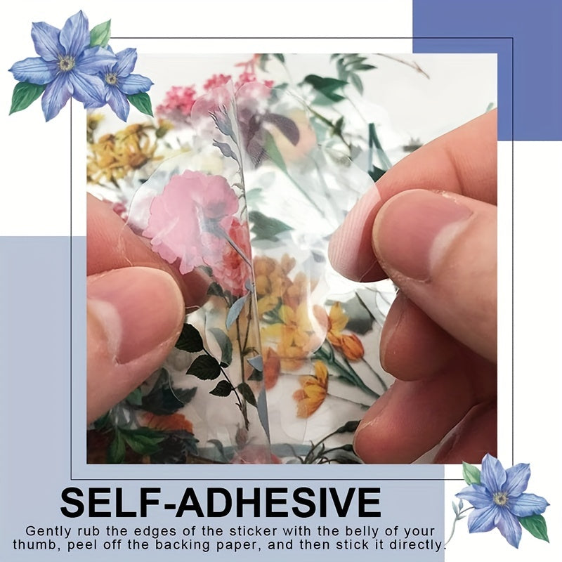 40 Flower Plant Stickers Transparent Decorative Floral Scrapbooking Stick