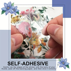 40 Flower Plant Stickers Transparent Decorative Floral Scrapbooking Stick