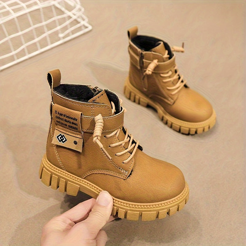 Vintage Plus Fleece Boots For Boys - Outdoor Autumn Winter Boots