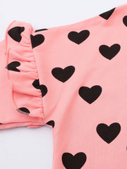 Hearts Pattern Toddler Girls Sweatshirt Crewneck Pullover For 2-8 Years