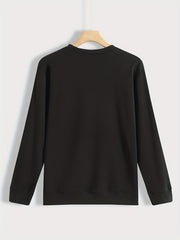 Leopard Heart Print Pullover Sweatshirt for Women