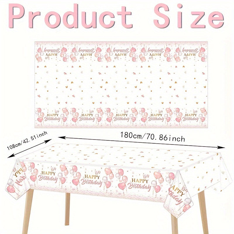 Pink Rose Golden Tablecloth Disposable Party Table Cover