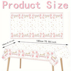 Pink Rose Golden Tablecloth Disposable Party Table Cover