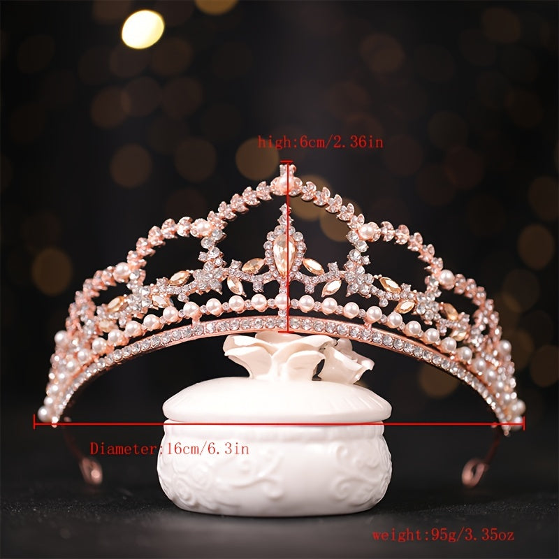 Vintage Gothic Antique Crown Tiara Headband With Rhinestone Crystals
