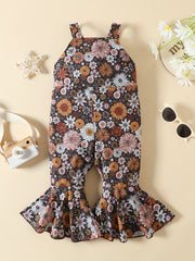 Girls Floral Print Loose Fit Jumpsuit for Kids