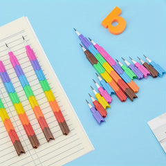 12PCS Colorful Stackable Pencil Party Favors for Kids Back to School Supplies