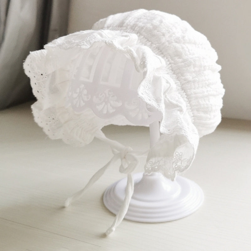 Baby Girls Lace Edged Sun Hat for Summer Outdoor Protection