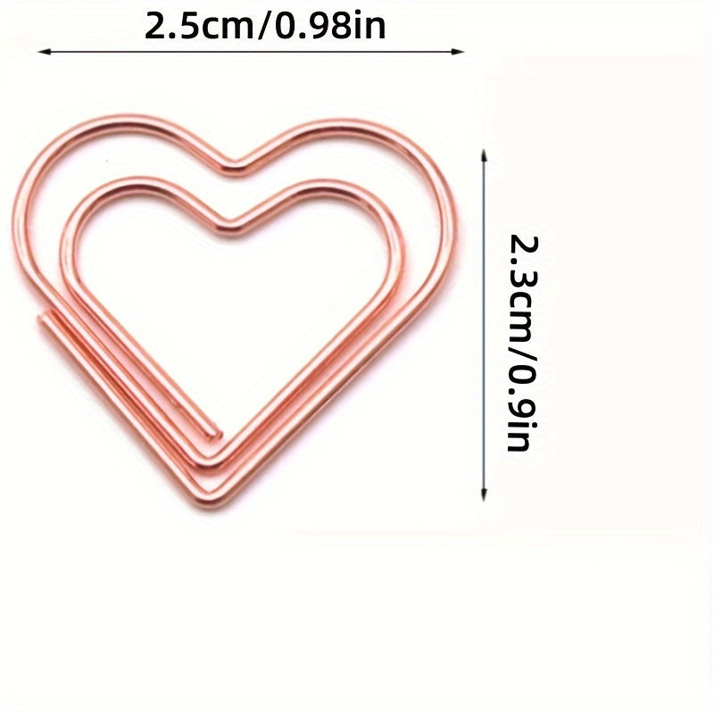 30pcs Rose Golden Heart Paper Clips Small Paper Clips For Office Supplies