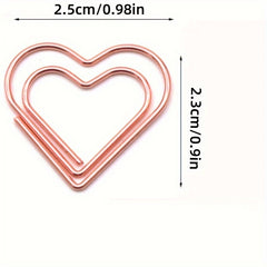 30pcs Rose Golden Heart Paper Clips Small Paper Clips For Office Supplies