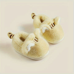 Girls' Cartoon Kitten Furry House Shoes, Non Slip Soft Bottom Walking Shoes