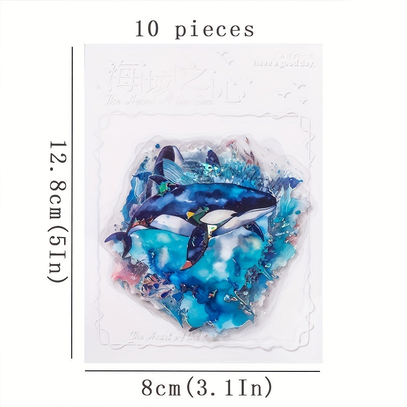 10pcs Ocean Jellyfish Shell Transparent Stickers DIY Album Decoration
