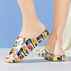Men's Graffiti Print Non Slip Platform Slides
