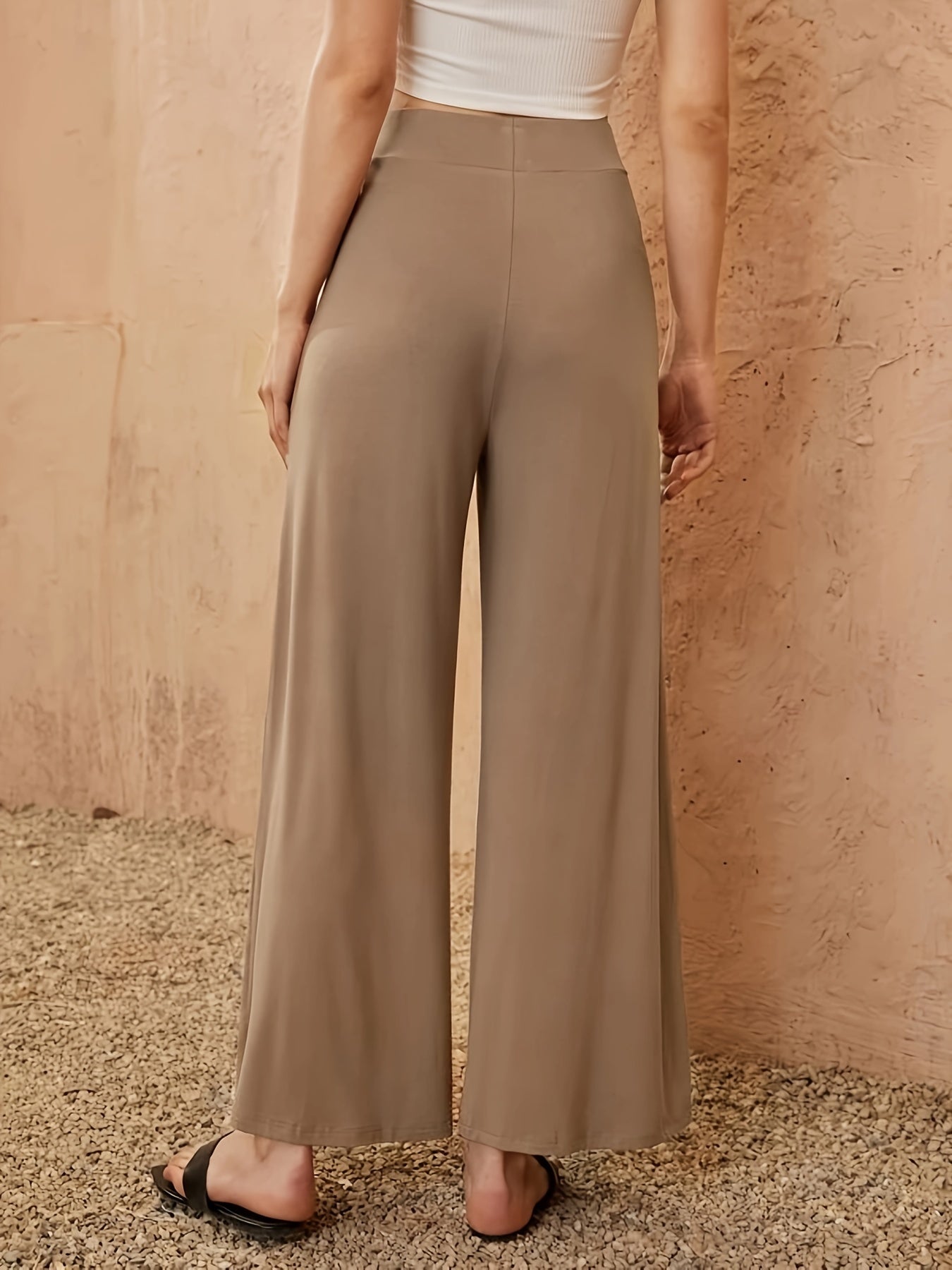 Casual Pants Women's Plus Elastic High Rise Loose Wide Leg Trousers