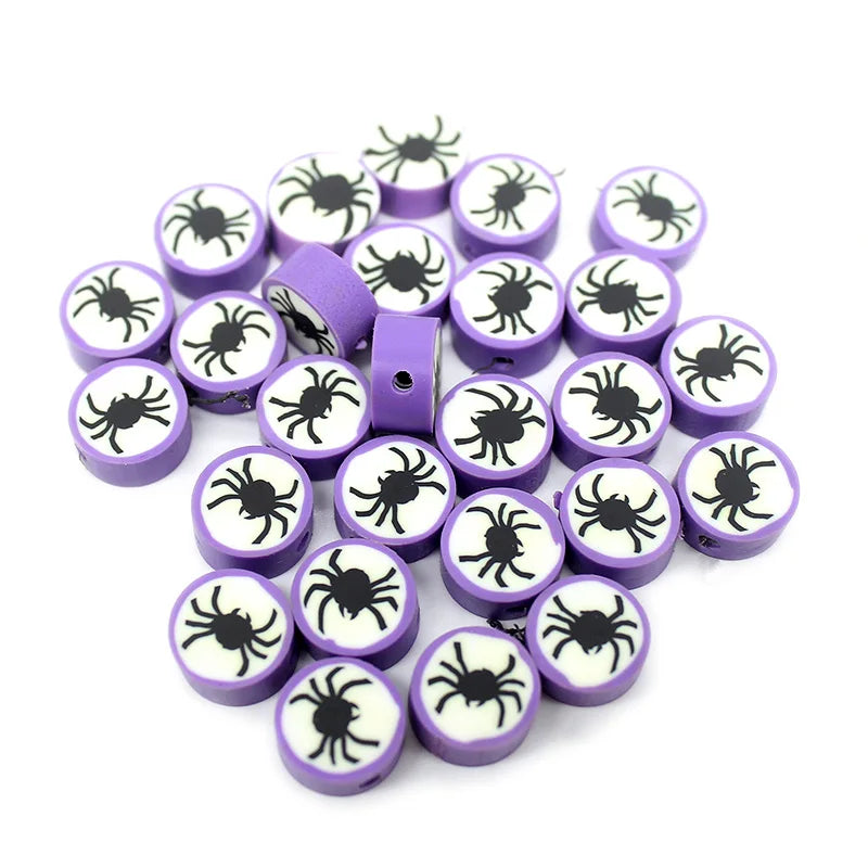 Halloween Flat Polymer Clay Beads 100 Pieces Bag DIY Craft Jewelry Spacer