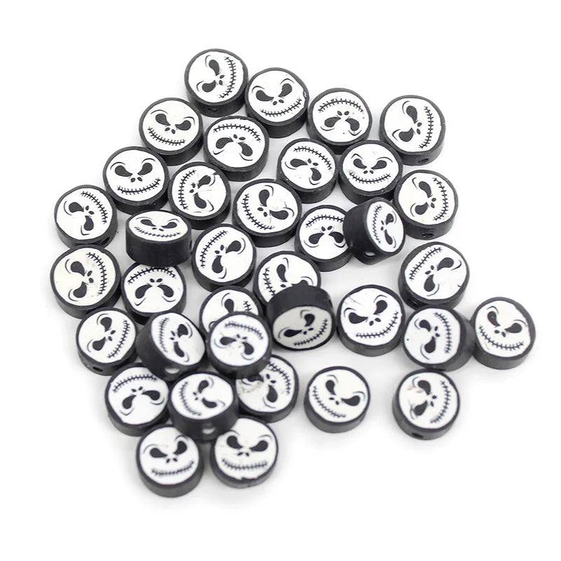 Halloween Flat Polymer Clay Beads 100 Pieces Bag DIY Craft Jewelry Spacer