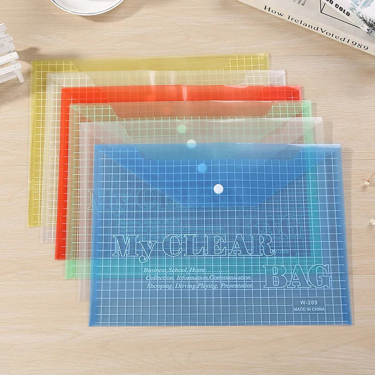 10pcs A4 Transparent File Bags, Closure Folder, Color Info