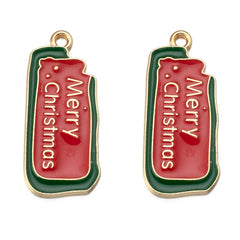 10pcs Christmas Tree Socks Enamel Charm DIY Bracelet Necklace Accessories