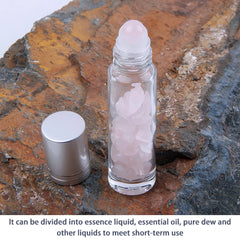 10pcs Healing Crystal Roll-On Essential Oil Bottles with Semiprecious Stones