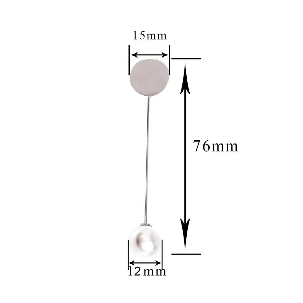 10pcs Rhodium Pearl Alloy Brooch Pin Base Blank Tray DIY Accessory