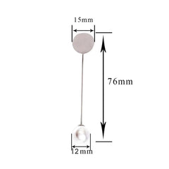 10pcs Rhodium Pearl Alloy Brooch Pin Base Blank Tray DIY Accessory