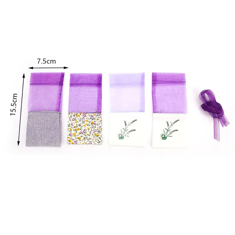 10pcs Floral Print Fragrance Pouch Drawstring Bag Lavender Sachets Gift