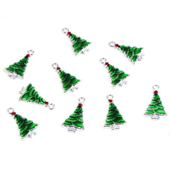 10pcs 25mm Christmas Tree Rabbit Enamel DIY Charms for Jewelry Making