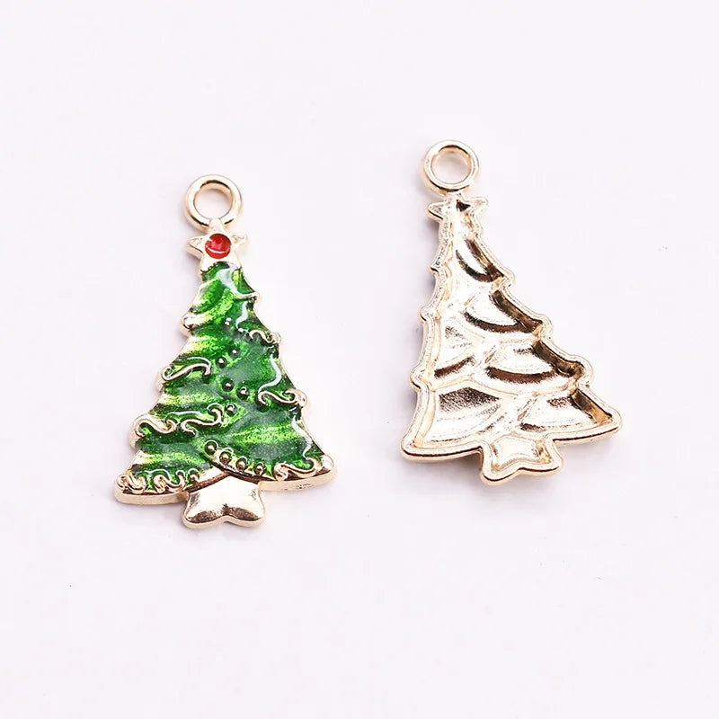 10pcs 25mm Christmas Tree Rabbit Enamel DIY Charms for Jewelry Making