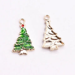 10pcs 25mm Christmas Tree Rabbit Enamel DIY Charms for Jewelry Making