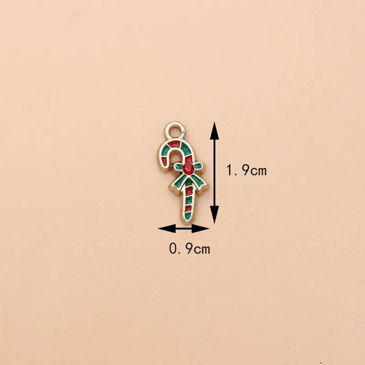 10pcs Christmas Crutch Enamel DIY Charms for Jewelry Making