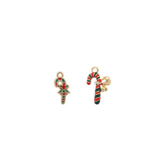 10pcs Christmas Crutch Enamel DIY Charms for Jewelry Making
