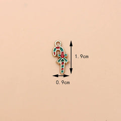 10pcs Christmas Crutch Enamel DIY Charms for Jewelry Making