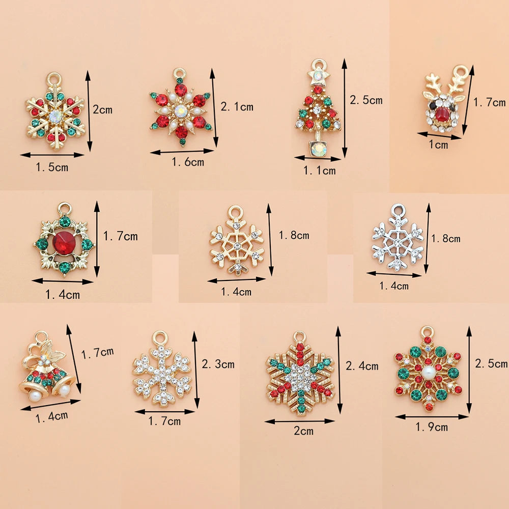 10pcs Christmas Enamel DIY Charms for Bag Earring Necklace Jewelry Making