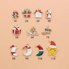 10pcs Christmas Star Moon Enamel DIY Charms for Jewelry Making