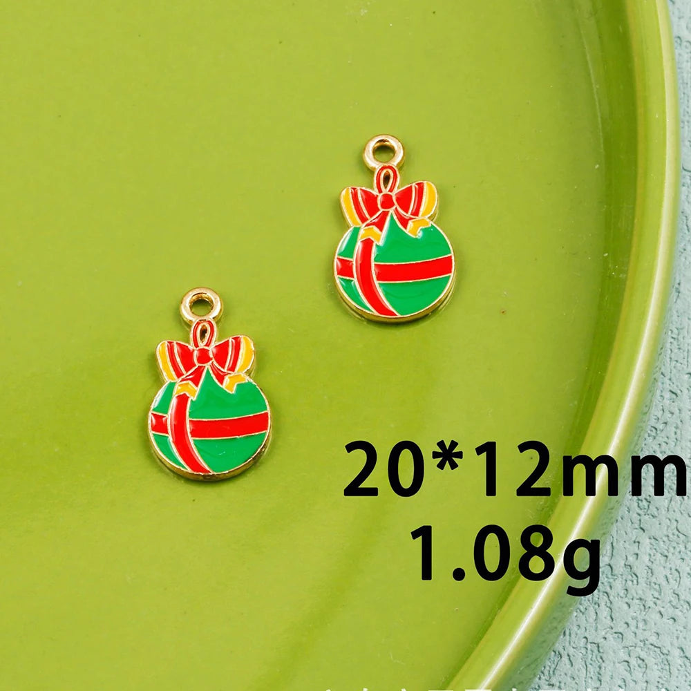 10pcs Christmas Ginger Stockings Deer Enamel DIY Charms for Bag Earring Necklace